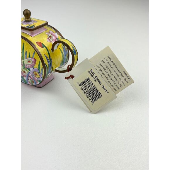 NOS Kelvin Chen Miniature Enamel Copper Decorative Teapot Garden Fairy - Picture 6 of 8